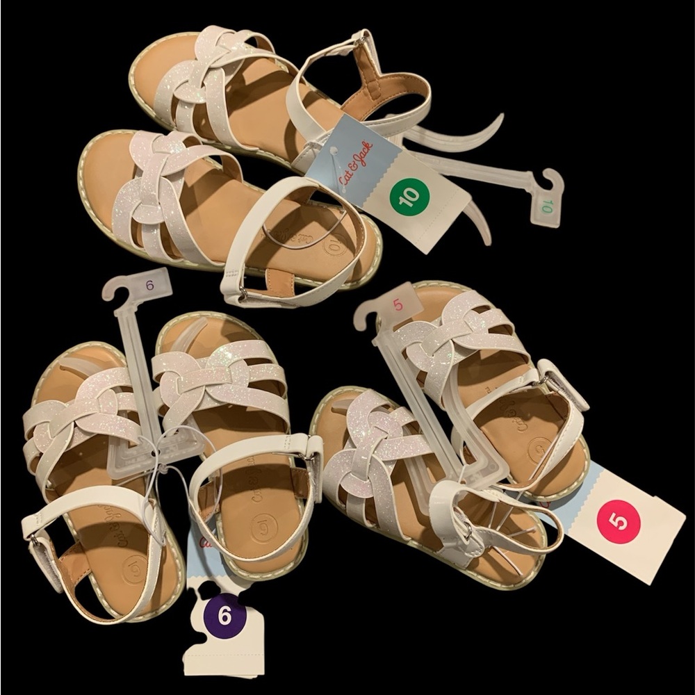 Buy 1 get one 50% off kids shoes
Cat & Jack Glittery White Kids Sandals